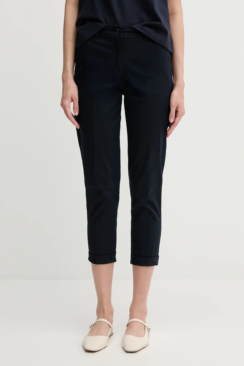 Sisley pantaloni culoarea portocaliu, fason tigareta, high waist
