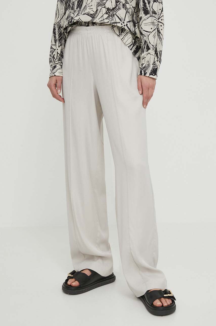 E-shop Kalhoty Marc O'Polo dámské, šedá barva, jednoduché, high waist