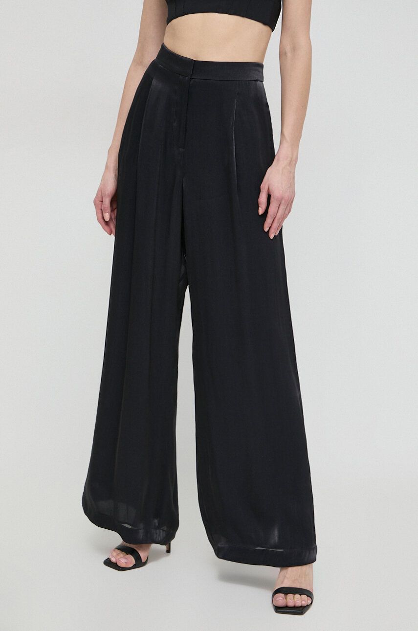 MICHAEL Michael Kors pantaloni femei, culoarea negru, lat, high waist