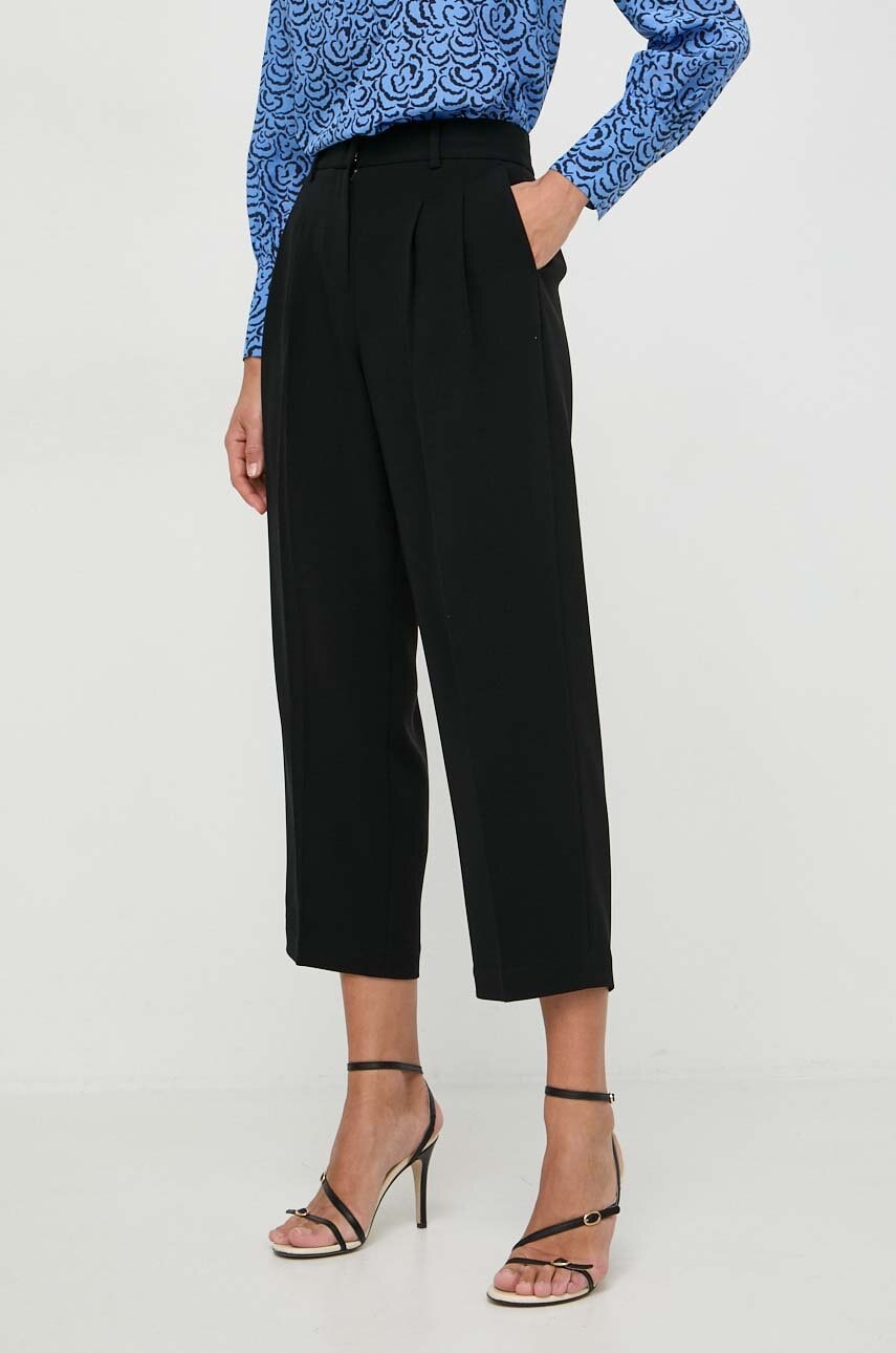 MICHAEL Michael Kors pantaloni femei, culoarea negru, drept, medium waist MICHAEL Michael Kors pantaloni femei, culoarea negru, drept, medium waist