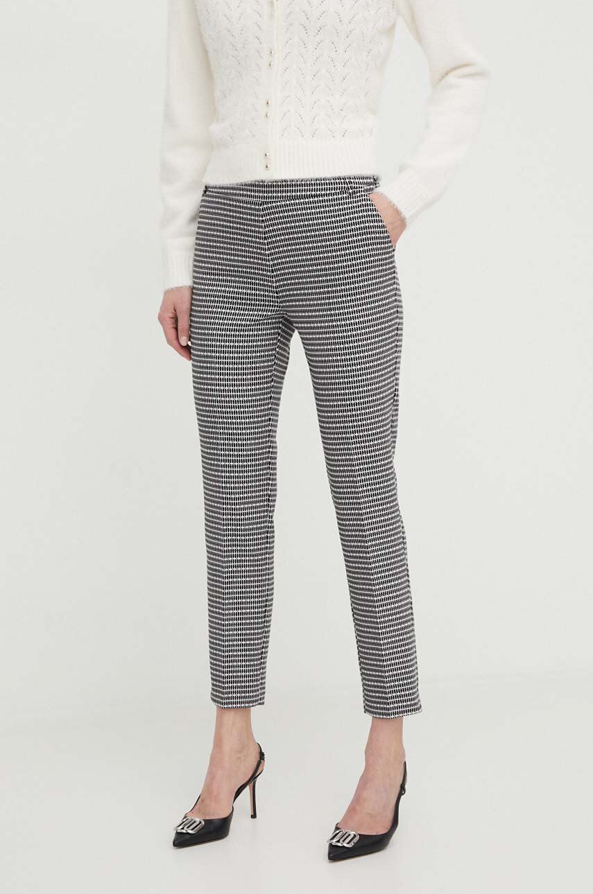 Morgan pantaloni femei, culoarea negru, mulata, high waist