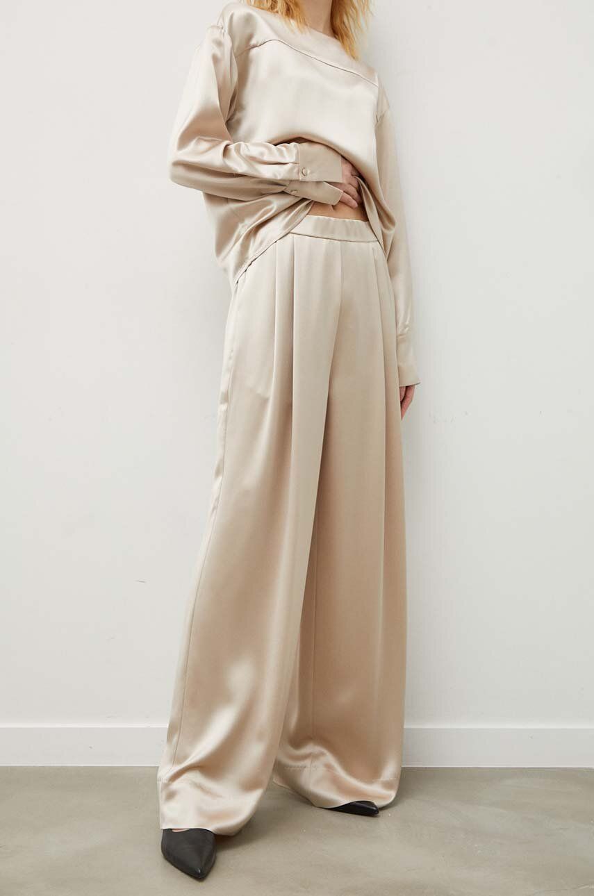 Lovechild pantaloni femei, culoarea bej, lat, high waist 24-2-549-2010