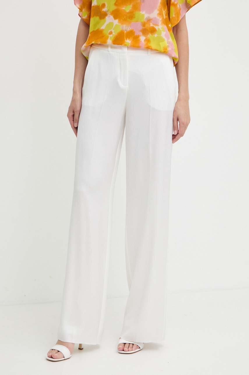 Marella pantaloni femei, culoarea alb, drept, high waist, 2413131202200