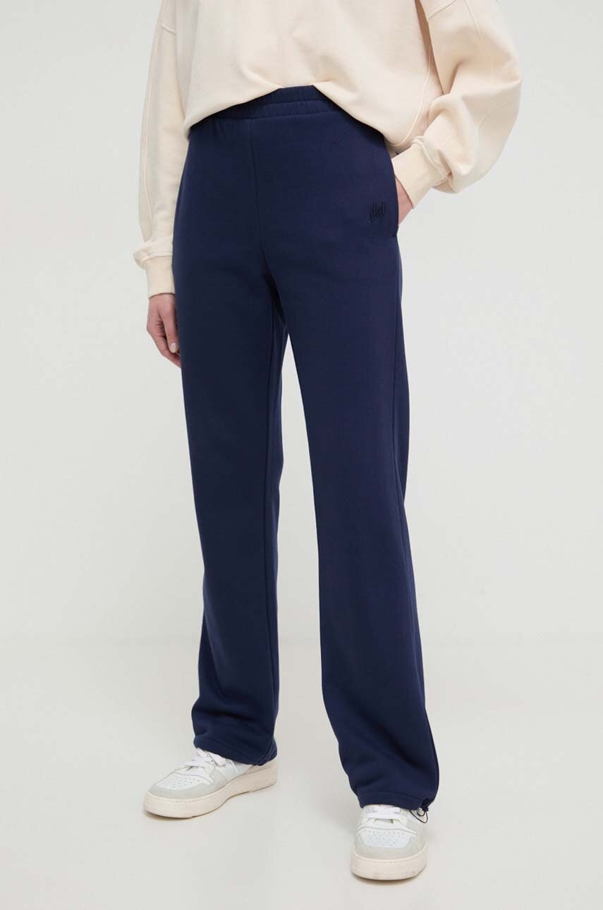 Marella pantaloni de trening culoarea albastru marin, neted