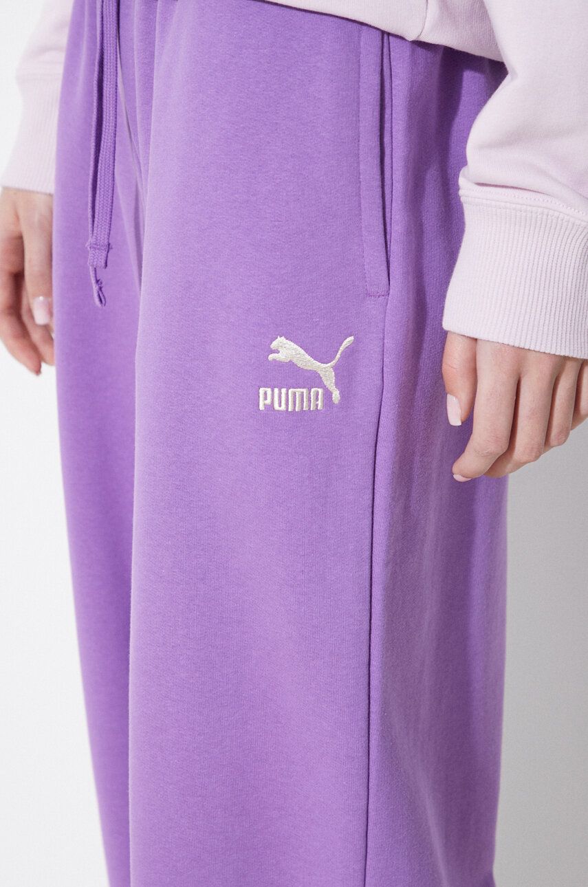 Pamučni donji dio trenirke Puma BETTER CLASSIC boja: ljubičasta, bez uzorka, 624233