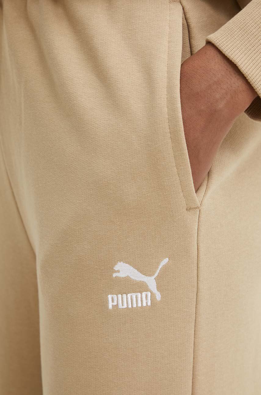 Pamučni donji dio trenirke Puma BETTER CLASSIC boja: bež, bez uzorka, 624235