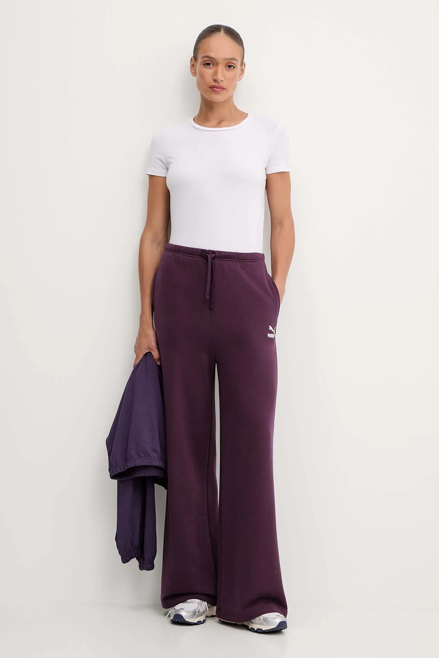 Хлопковые спортивные штаны Puma BETTER CLASSIC цвет фиолетовый однотонные 624235