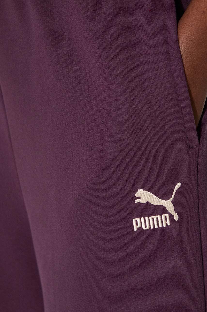 Pamučni donji dio trenirke Puma BETTER CLASSIC boja: ljubičasta, bez uzorka, 624235