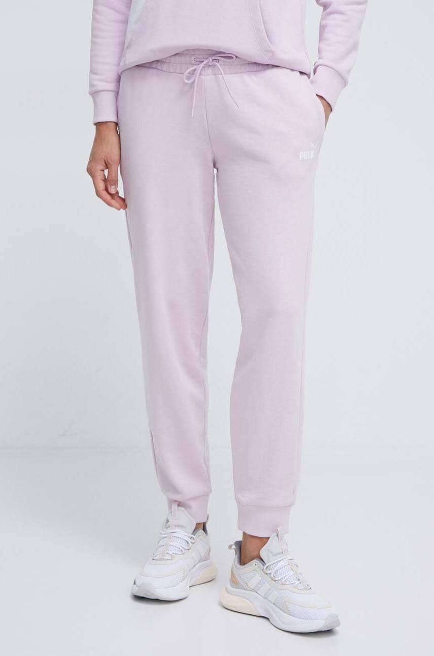 Puma pantaloni de trening culoarea violet, cu imprimeu 678744 Puma pantaloni de trening culoarea violet, cu imprimeu 678744