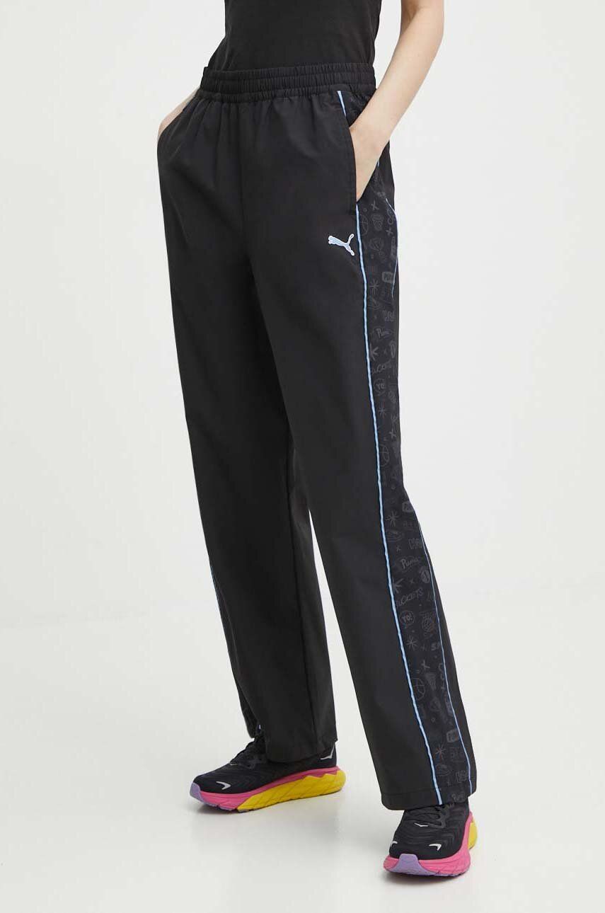 Puma pantaloni de trening PUMA X SOPHIA CHANG culoarea negru, cu imprimeu, 624631