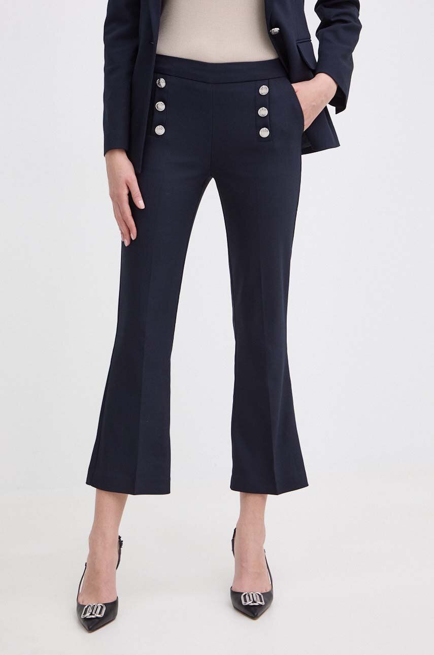 Morgan pantaloni PTACA.F femei, culoarea albastru marin, drept, high waist, PTACA.F