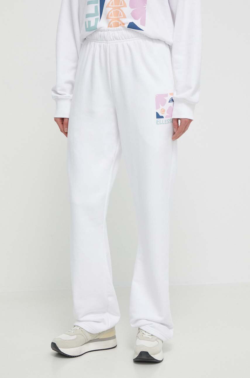 Ellesse pantaloni de trening Sylvana Jog Pant culoarea alb, cu imprimeu, SGV20248
