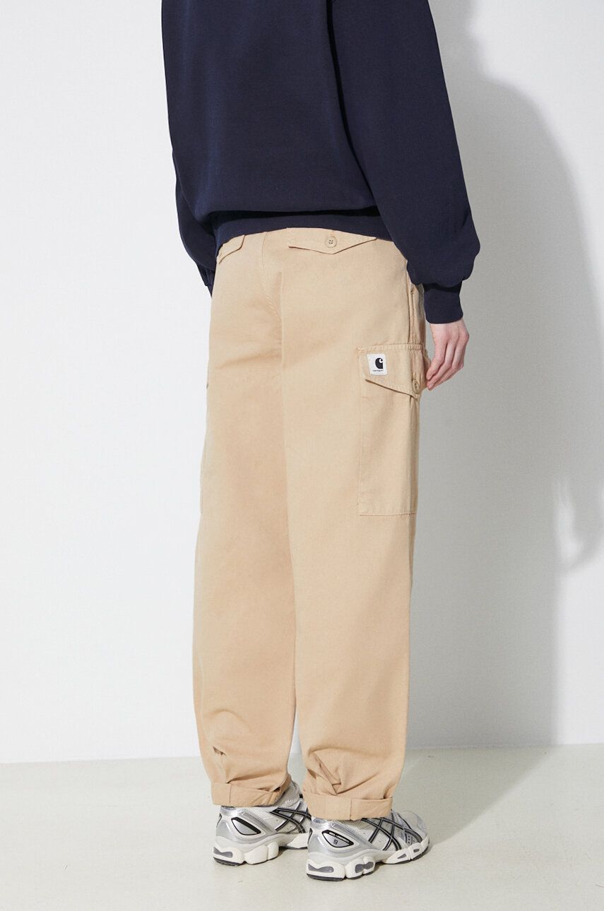 Pamučne hlače Carhartt WIP Collins Pant boja: bež, cargo kroj, visoki struk, I029789.1YAGD