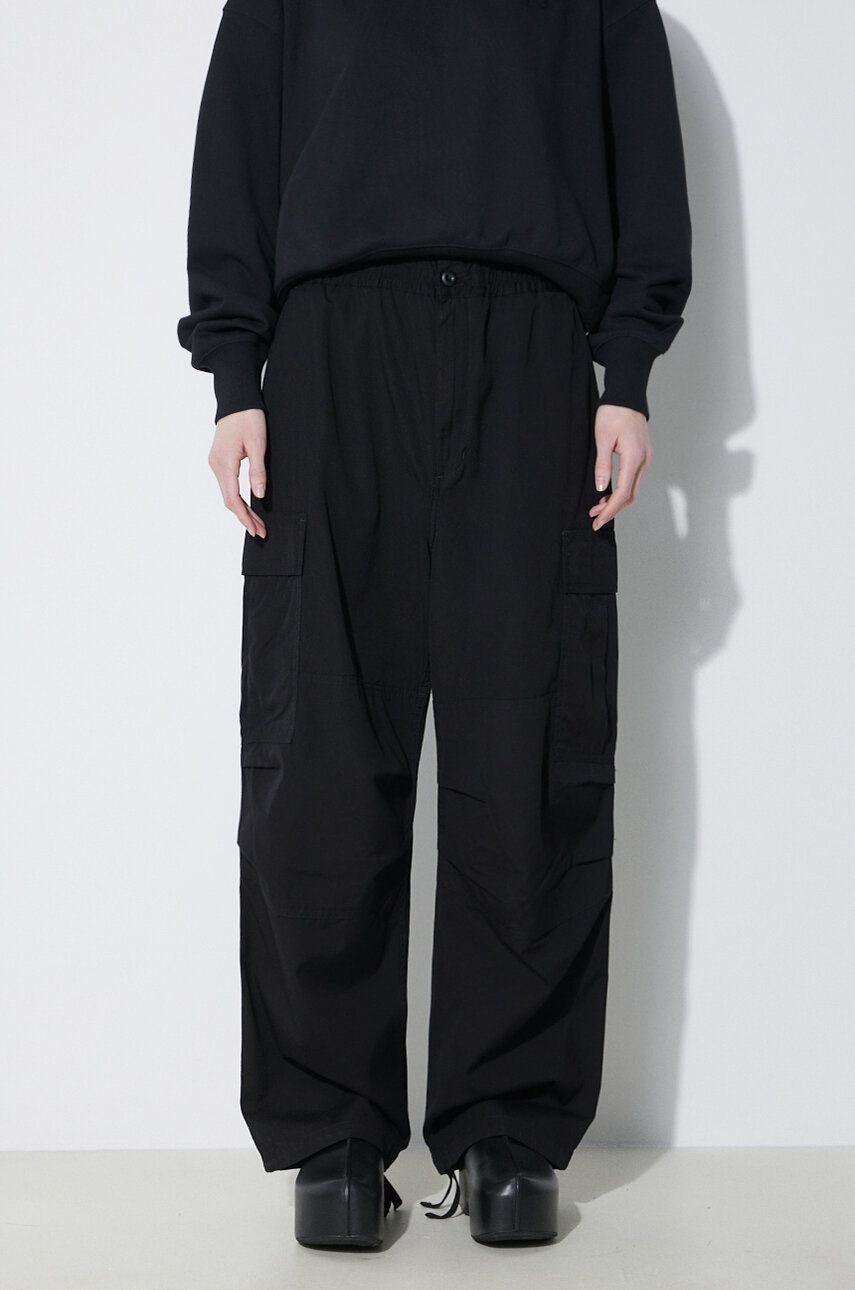 Kalhoty Carhartt WIP Jet Cargo Pant dámské, černá barva, kapsáče, high waist, I032260.8902