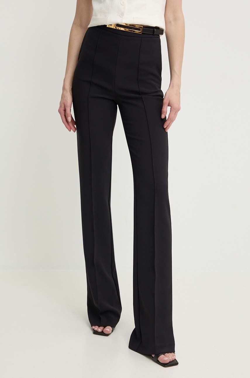 Elisabetta Franchi pantaloni femei, culoarea negru, drept, high waist, PA03442E2