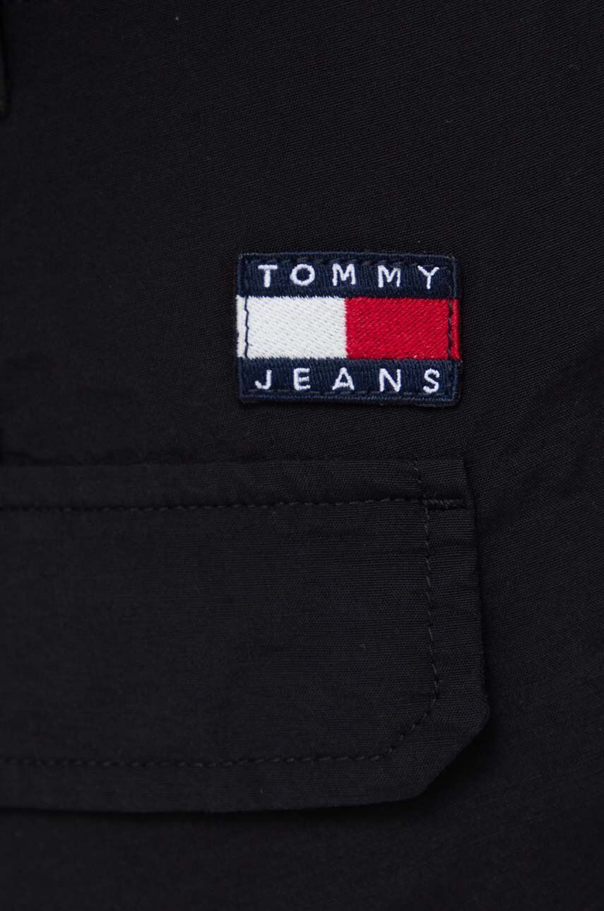 Hlače Tommy Jeans za žene, boja: crna, ravni kroj, visoki struk, DW0DW17769