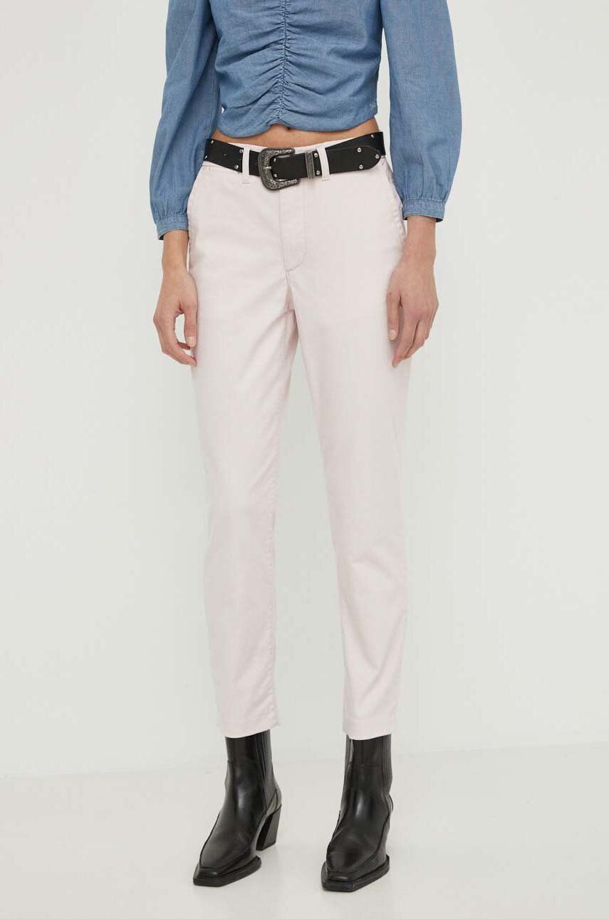 Levi's pantaloni femei, culoarea roz, mulata, high waist