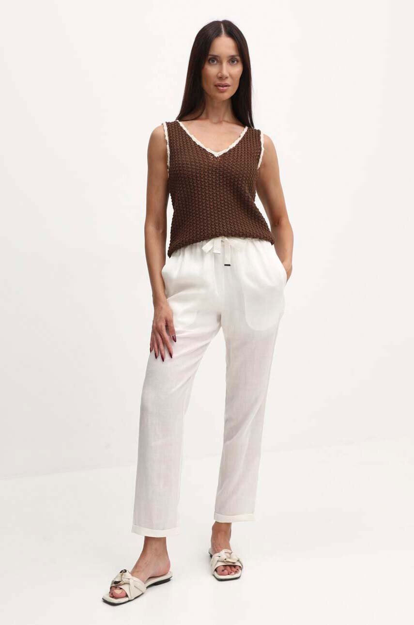 Βαμβακερό παντελόνι Boss Orange χρώμα: μπεζ φωτογραφία