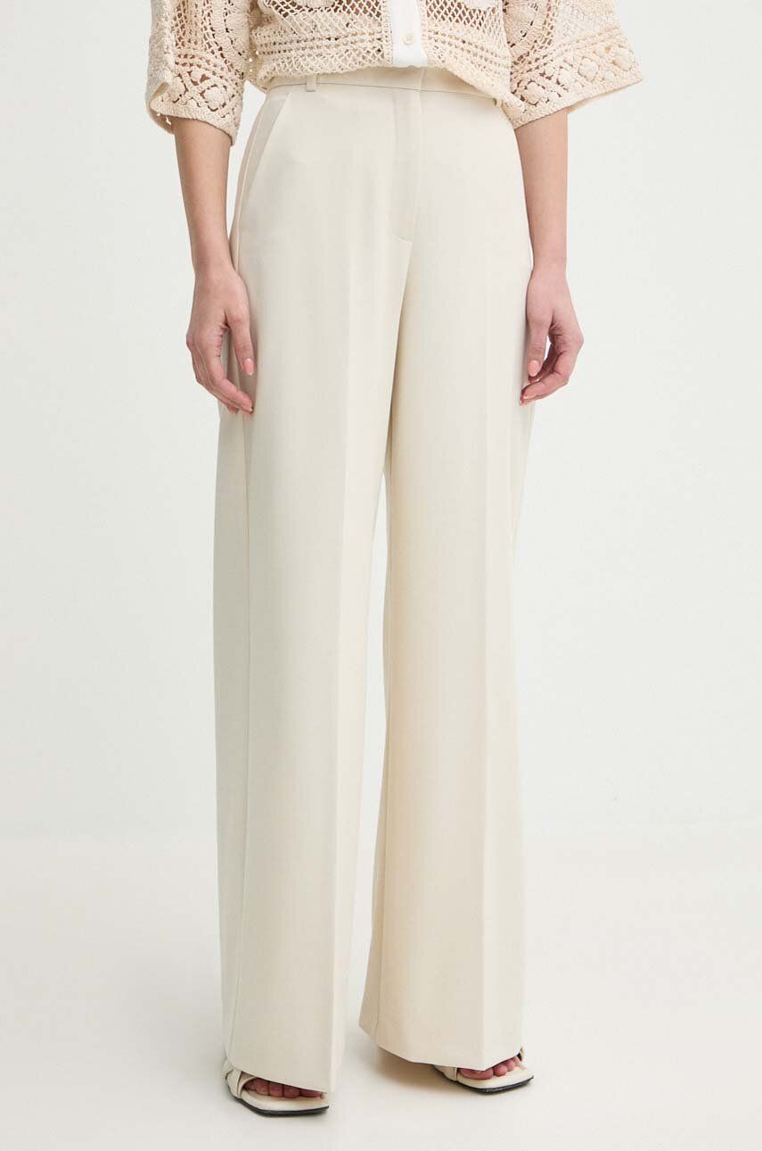 MAX&Co. pantaloni femei, culoarea bej, lat, high waist, 2416131043200 2416130000000