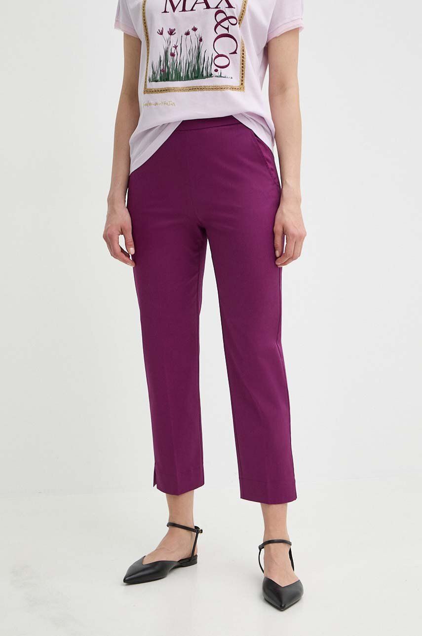 MAX&Co. pantaloni femei, culoarea violet, fason tigareta, high waist, 2416131054200 2416130000000