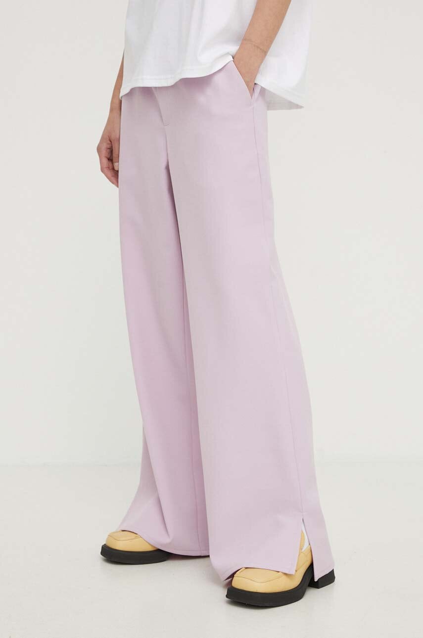 Won Hundred pantaloni femei, culoarea violet, lat, high waist