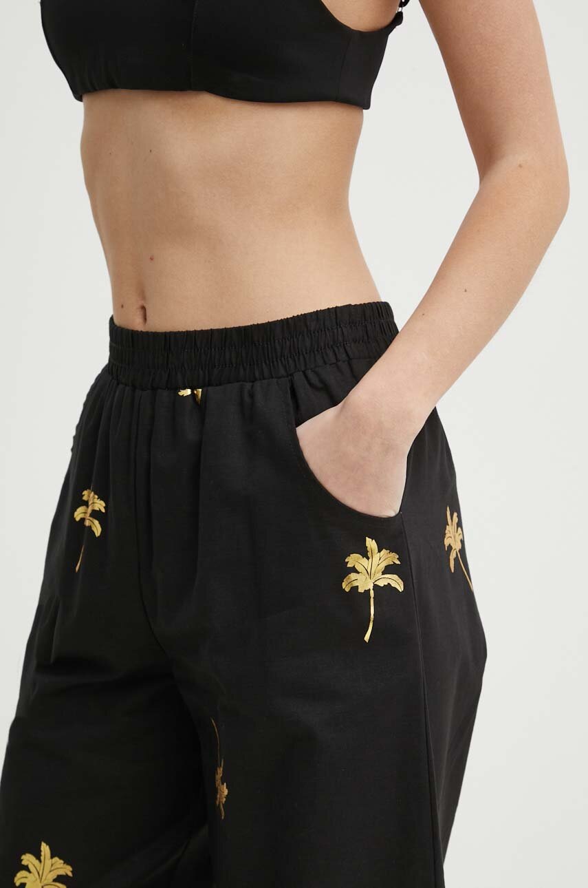 Παντελόνι με λινό μείγμα Never Fully Dressed χρώμα: μαύρο φωτογραφία