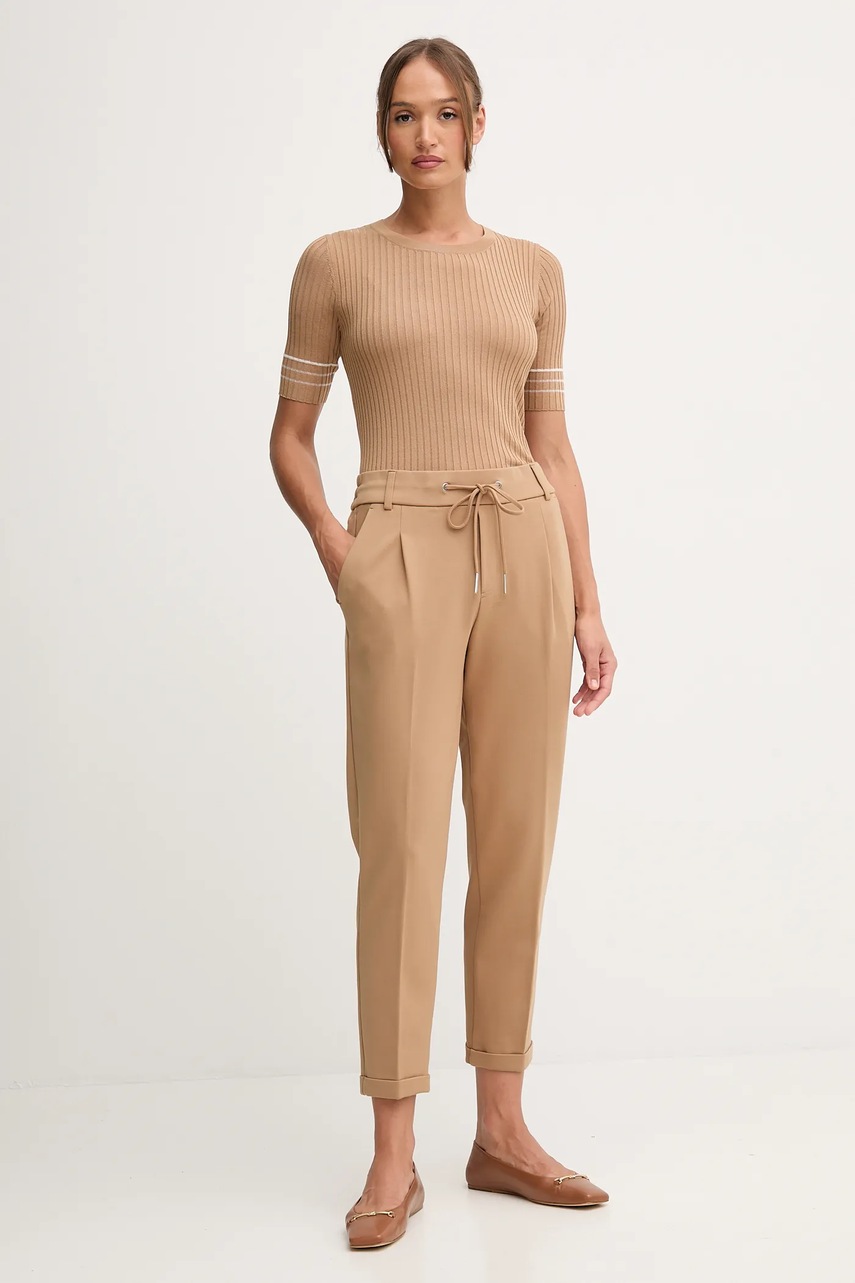 Брюки United Colors of Benetton цвет синий прямые высокая посадка 4DI4DF00J