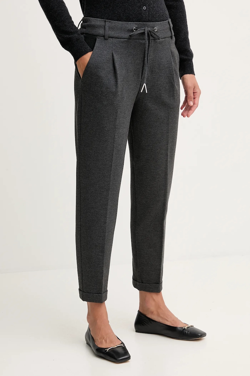 United Colors of Benetton pantaloni culoarea bleumarin, drept, high waist, 4DI4DF00J