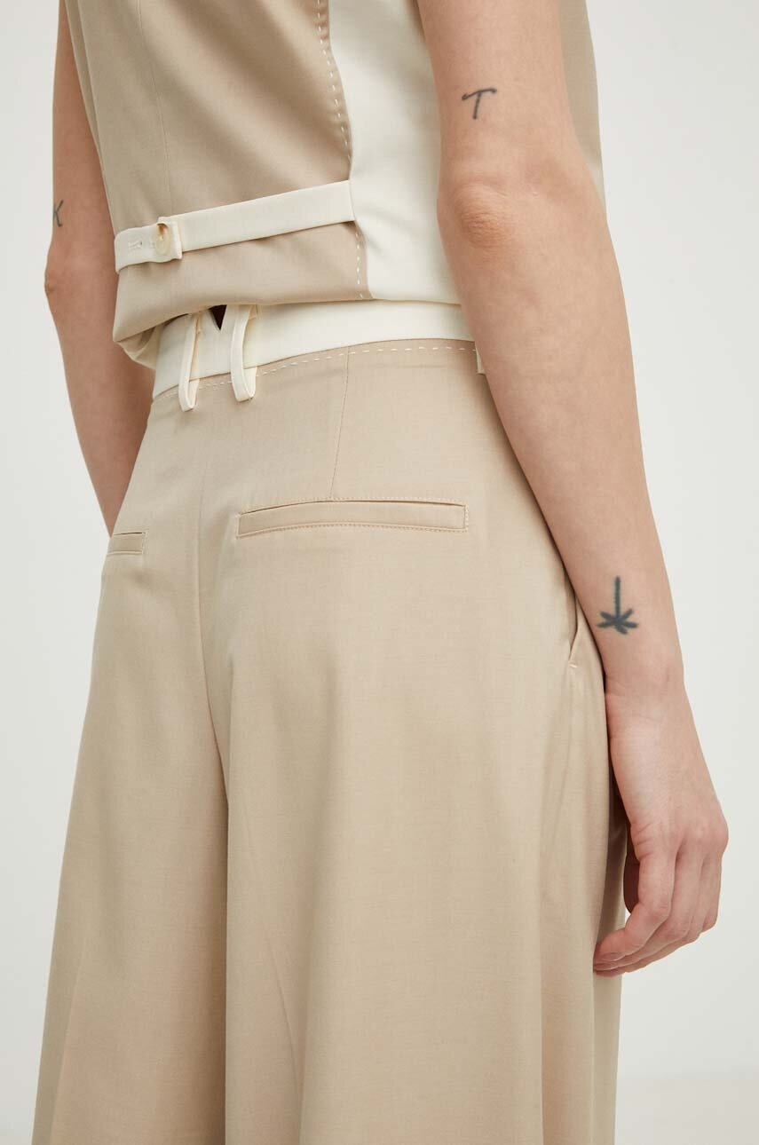 Παντελόνι από μείγμα μαλλιού Remain χρώμα: μπεζ φωτογραφία