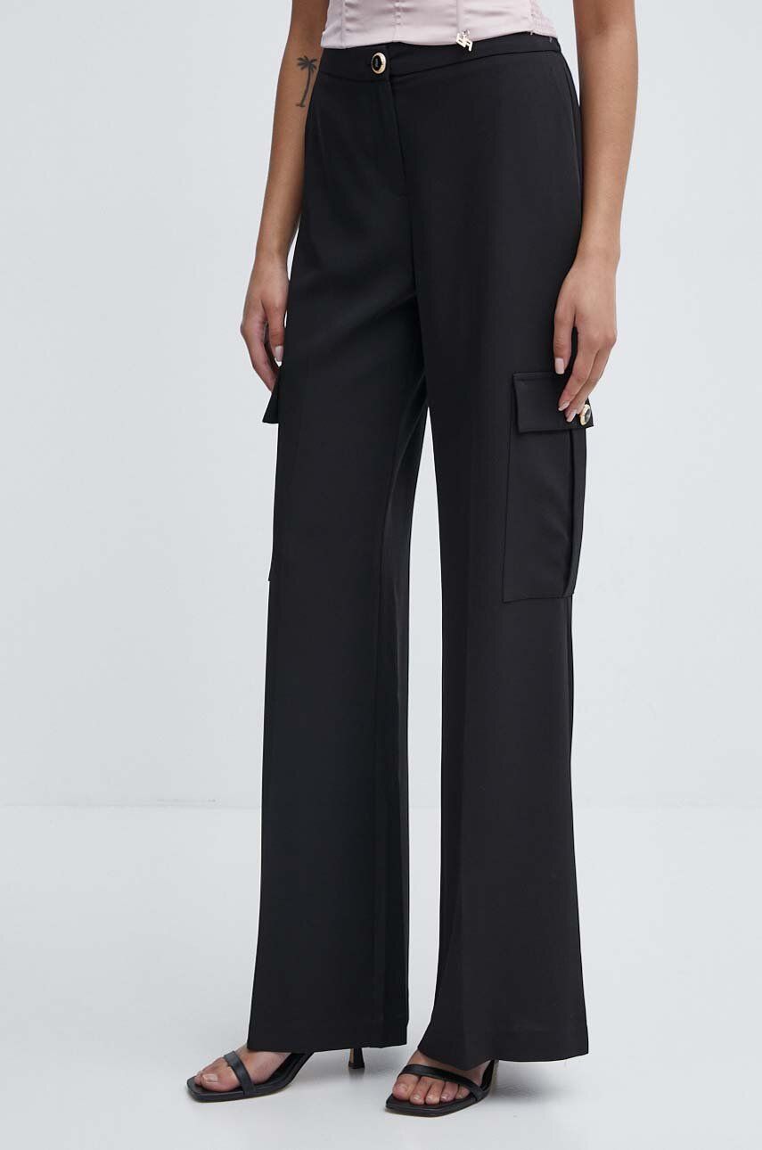Artigli pantaloni femei, culoarea negru, lat, high waist, AP38108