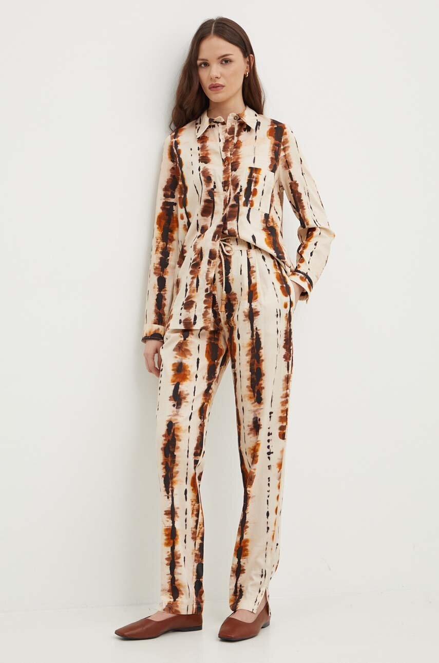 Βαμβακερό παντελόνι La Petite Française PENDULE χρώμα: μπεζ φωτογραφία