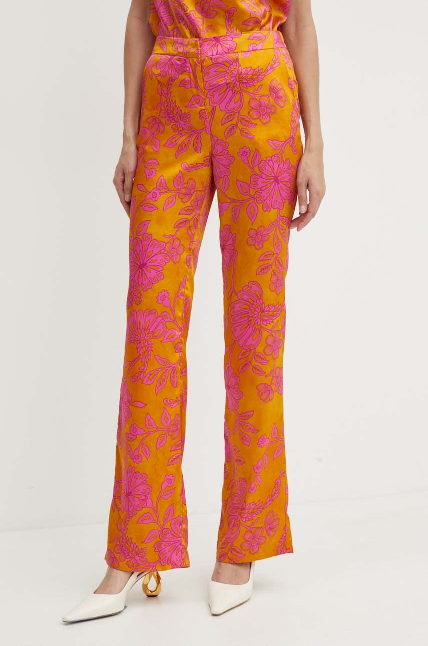 Morgan pantaloni PMING.F femei, culoarea portocaliu, drept, high waist, PMING.F