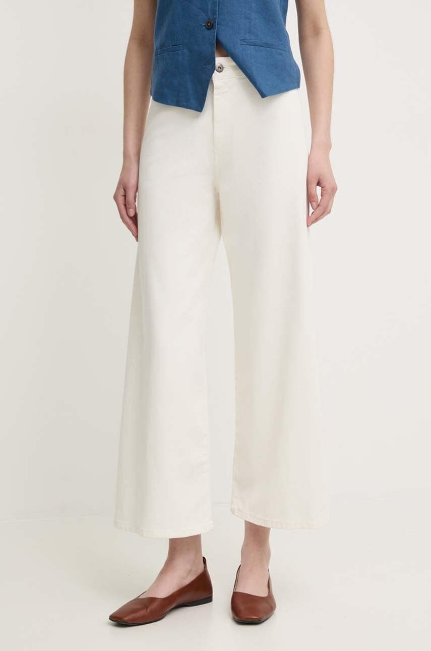 Sandro Ferrone pantaloni femei, culoarea bej, lat, high waist, SFS10XBDSHANNON