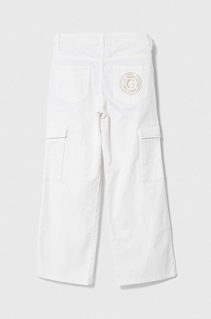 Дитячі штани Guess колір білий однотонні