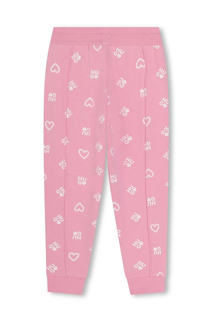 Дитячі спортивні штани HUGO колір рожевий візерунок Дитячі спортивні штани HUGO колір рожевий візерунок