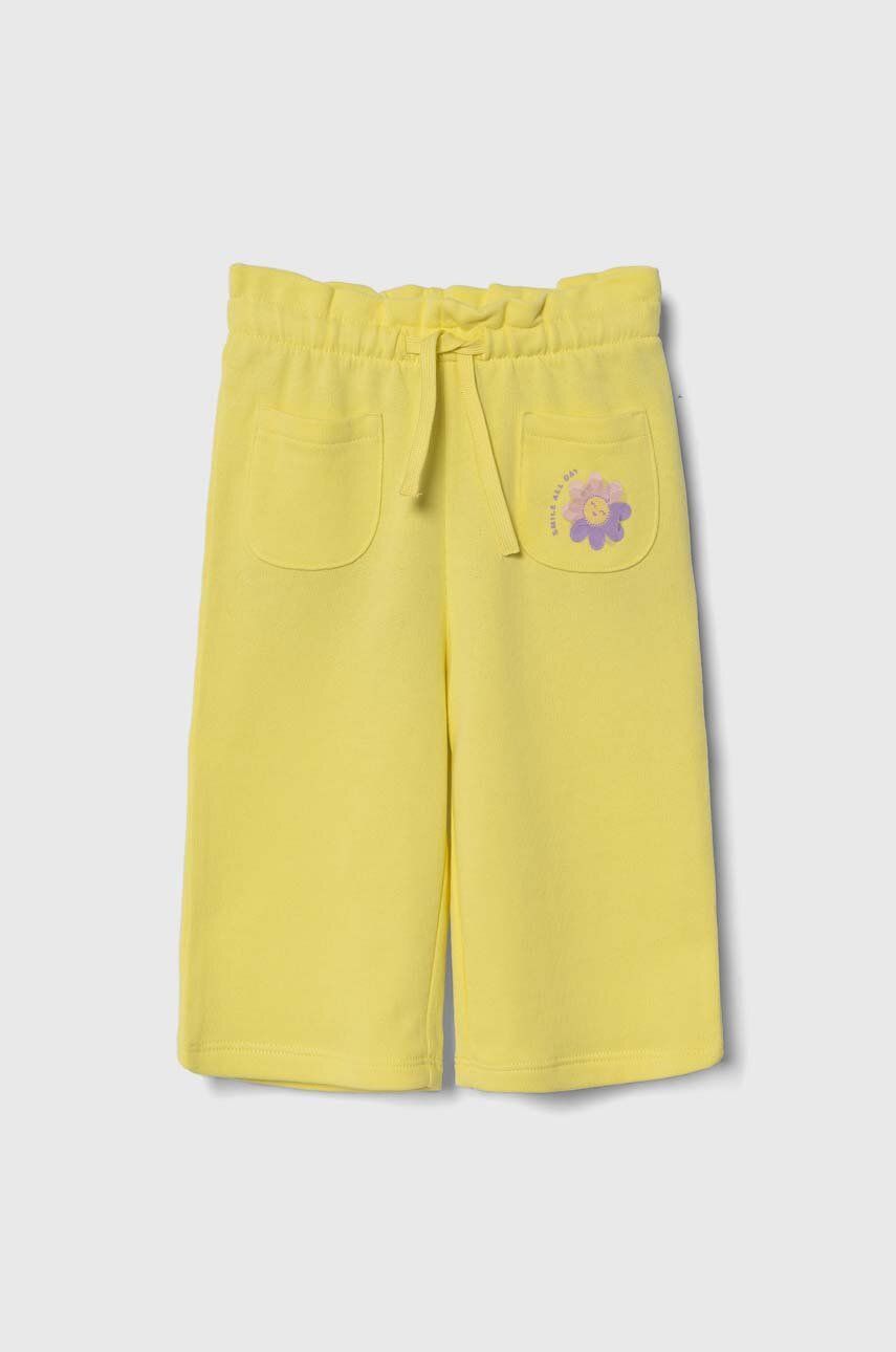 United Colors Of Benetton Pantaloni De Trening Din Bumbac Pentru Copii Culoarea Galben, Neted