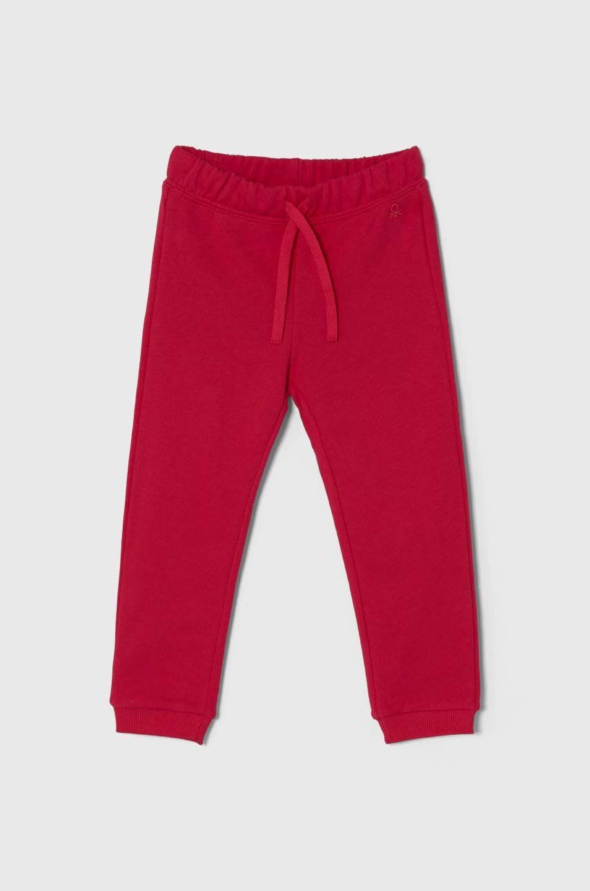 United Colors Of Benetton Pantaloni De Trening Din Bumbac Pentru Copii Culoarea Roz, Neted