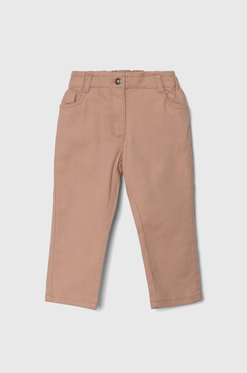 United Colors of Benetton pantaloni copii culoarea roz, neted