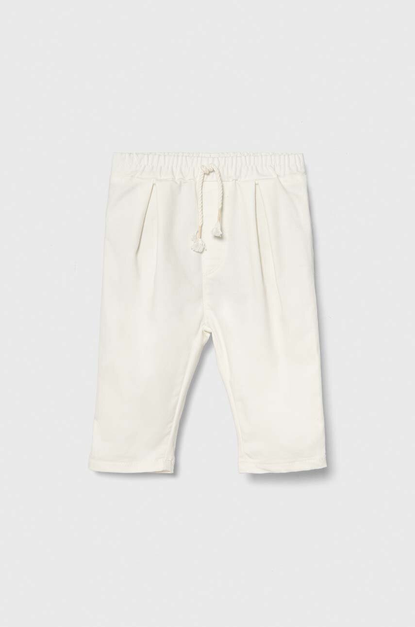 United Colors of Benetton pantaloni bebe culoarea alb, neted