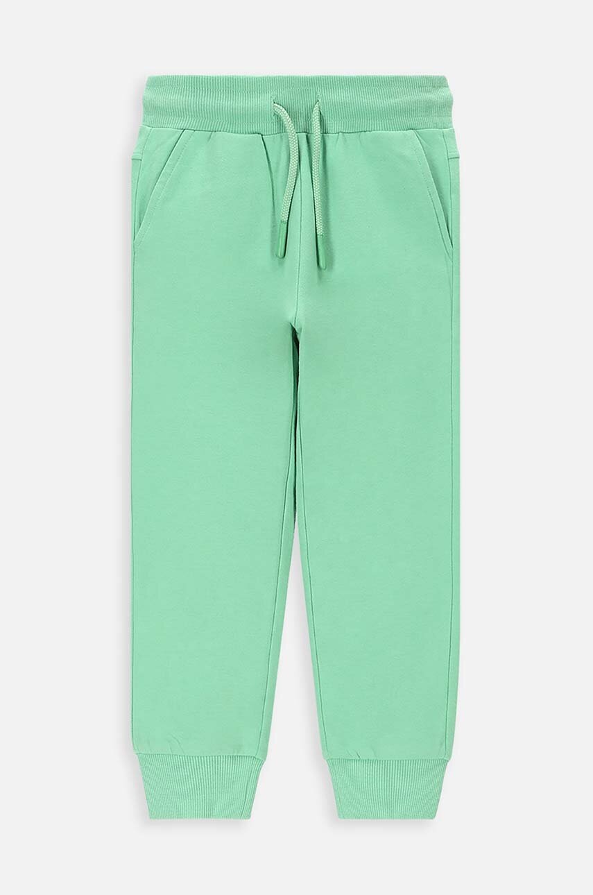 Coccodrillo pantaloni de trening din bumbac pentru copii culoarea verde, neted