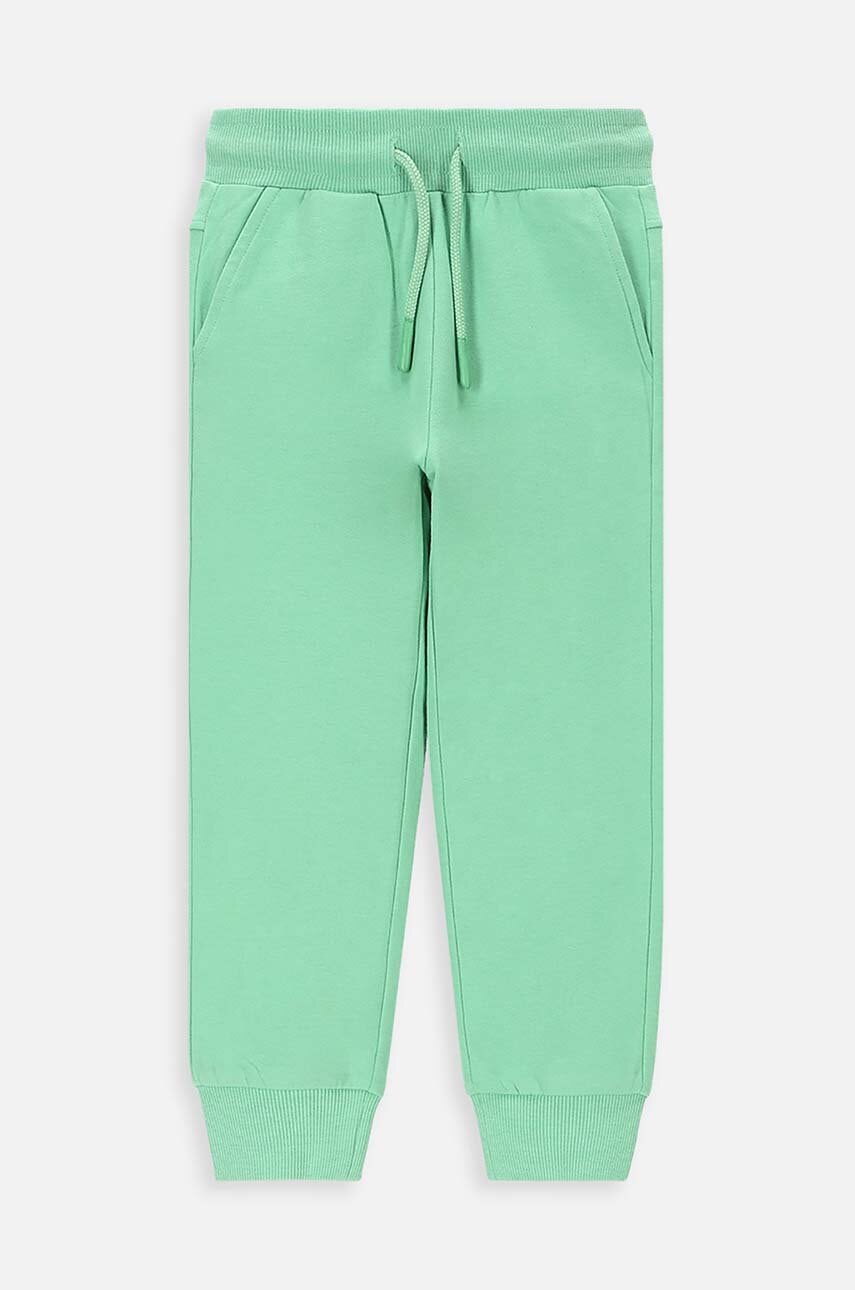Coccodrillo pantaloni de trening din bumbac pentru copii culoarea verde, neted