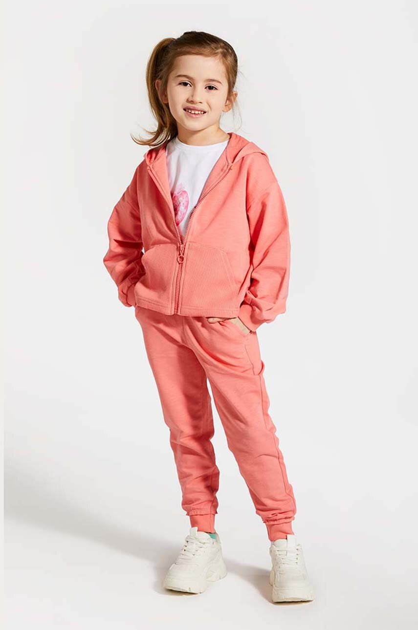 

Детски спортен панталон Coccodrillo в розово с изчистен дизайн, Розов