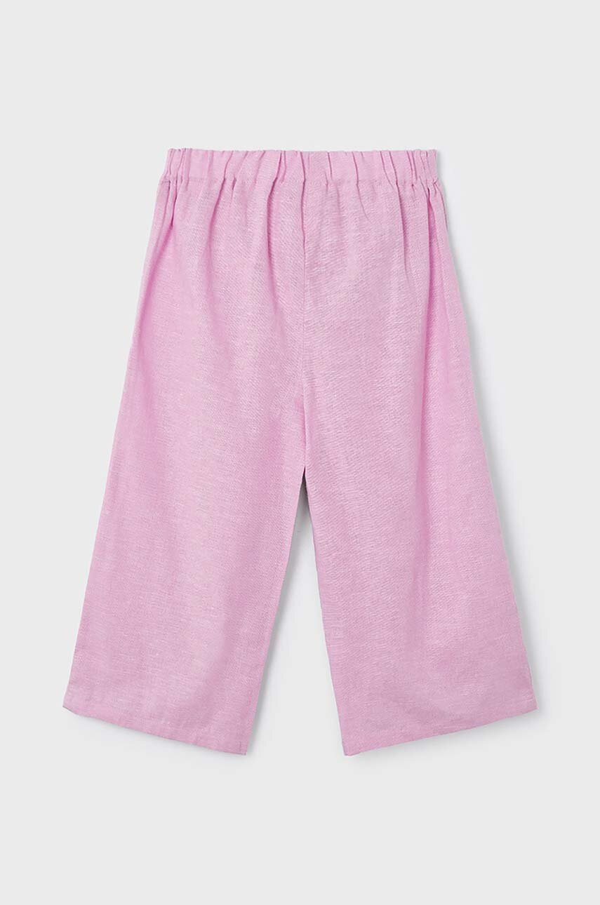 Детские льняные брюки Mayoral цвет фиолетовый однотонные