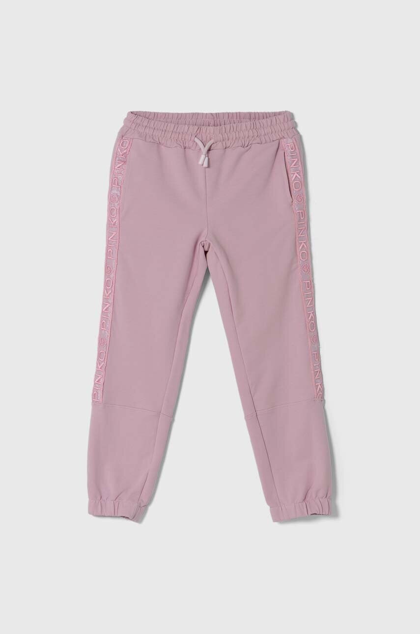 Levně Dětské tepláky Pinko Up růžová barva, s aplikací