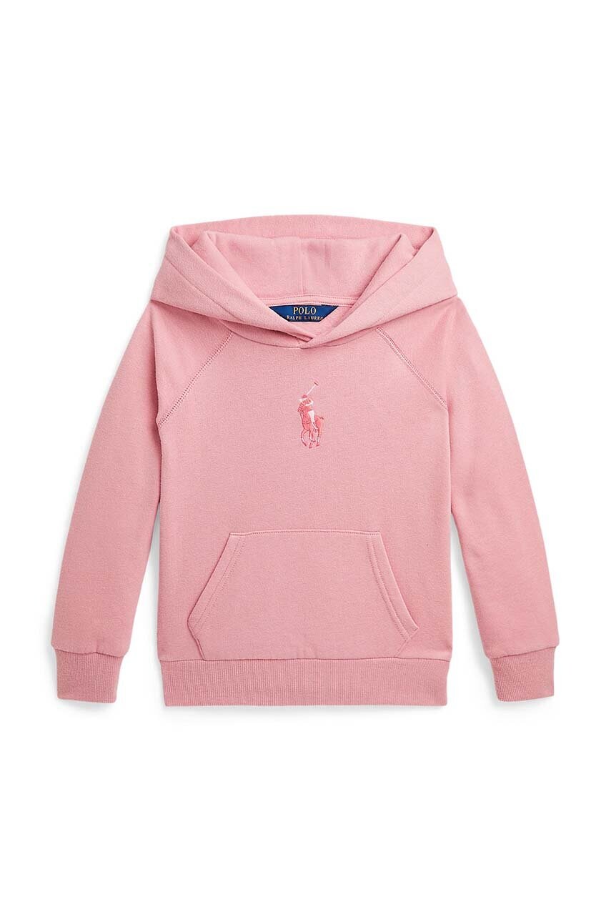 Levně Dětská mikina Polo Ralph Lauren růžová barva, s kapucí, s aplikací, 312941120001