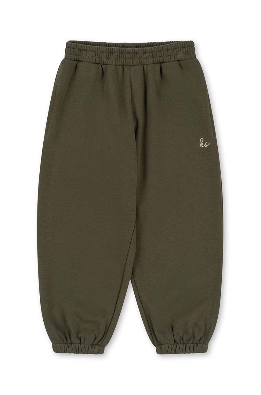 Детские спортивные штаны Konges Sløjd цвет зелёный однотонные