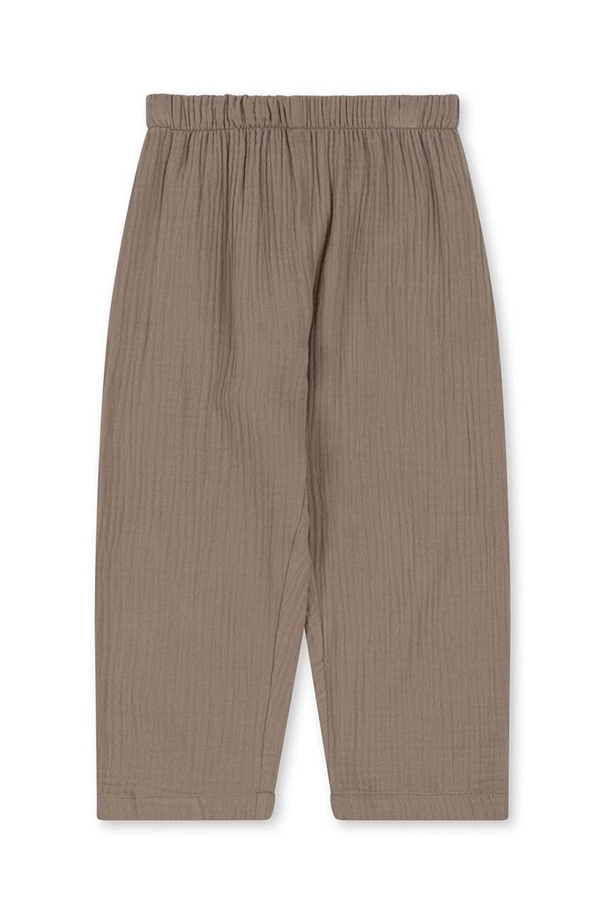 Дитячі бавовняні штани Konges Sløjd колір бежевий однотонні