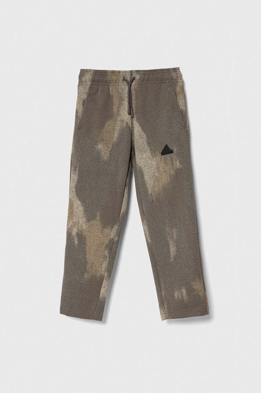 adidas pantaloni de trening pentru copii culoarea maro, mode