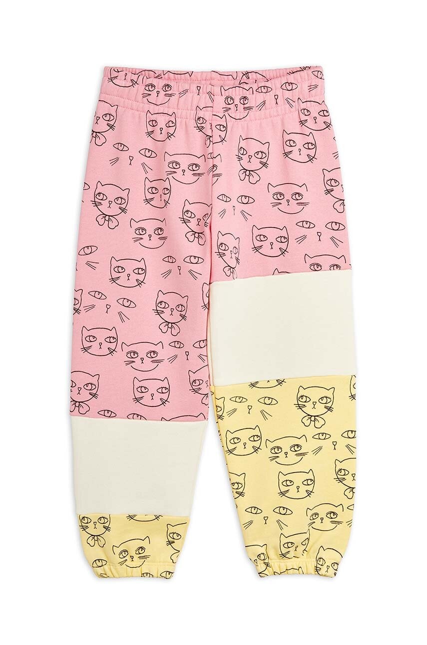 Mini Rodini pantaloni de trening din bumbac pentru copii culoarea roz, modelator