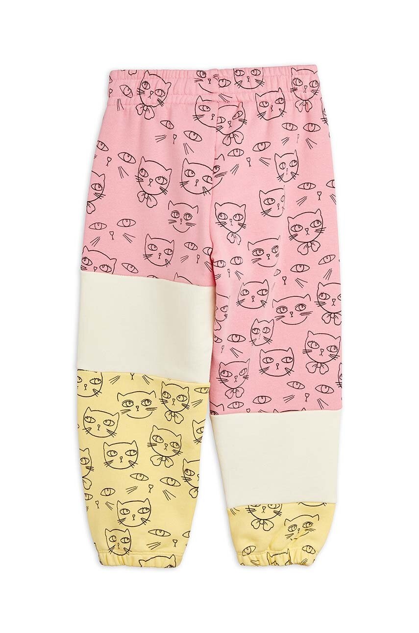 Детские хлопковые штаны Mini Rodini цвет розовый с узором